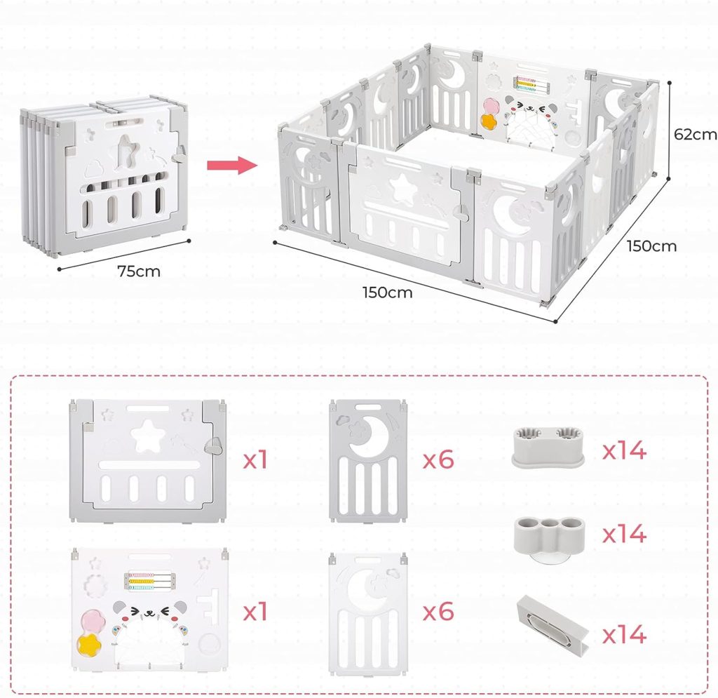 Le parc bébé pliable XXL Dripex 150×150CM : un espace sécurisé et amusant  pour votre enfant !