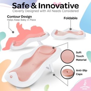 Baignoire Bébé Pliable avec Transat de Bain et Thermomètre Intégré