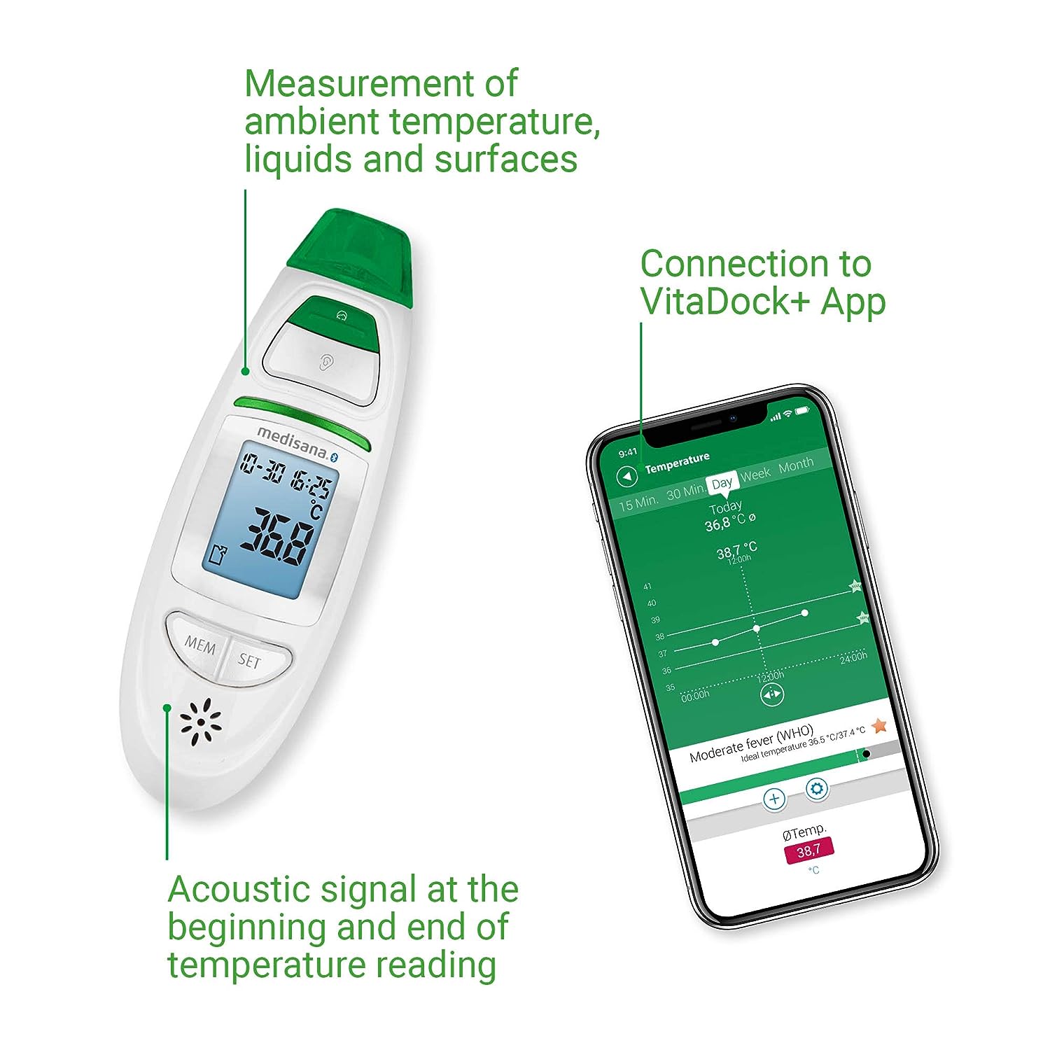 thermomètre Medisana TM 750 Connect Digital 6in1