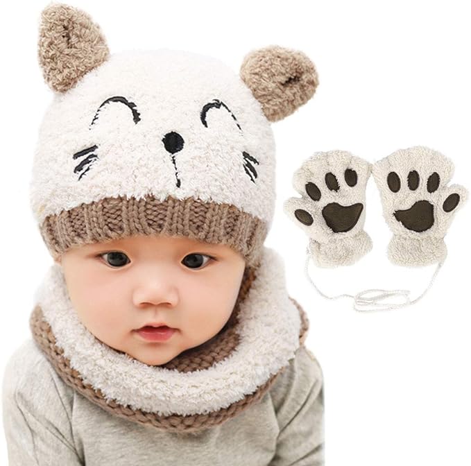 Nouveau Né Bébé Chapeau Bébés Bonnet et Moufles de Protection