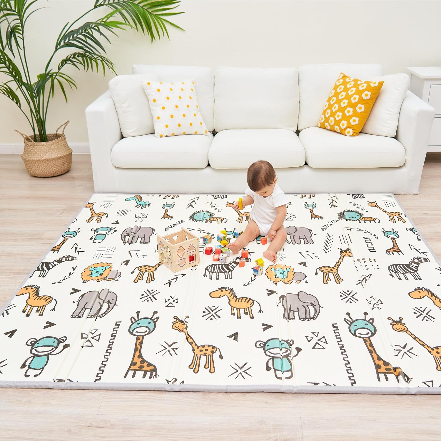 Tapis De Jeux Bebe Pliable, Tapis d'éveil Bébé Garçon Fille, 200 X 180 X 1