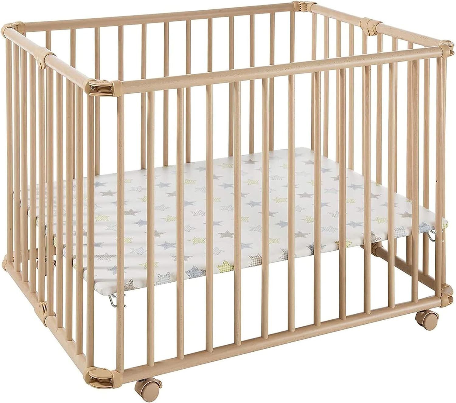 Sämann parc pour bébé ECO 75x100 cm, hêtre naturel, Eco, 75x100 cm, rembourré, natur, sans matelas, Non