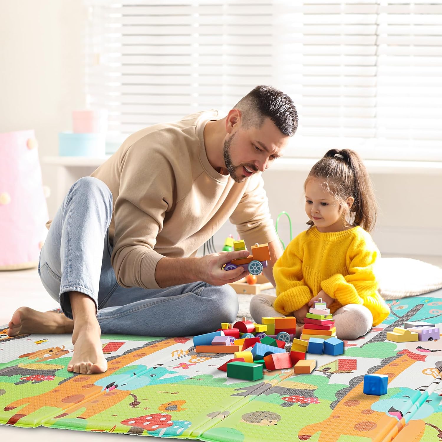 Tapis de jeu rampant épais et pliable pour bébé, jouets éducatifs